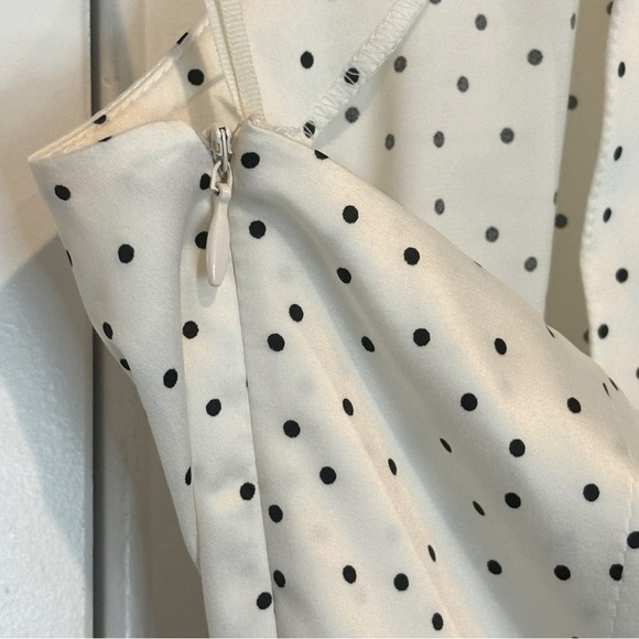NWT Zara Ivory Black Polka Dot Halter Ruched Drape Mini Dress S - Picture 5 of 12